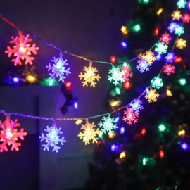 Jõuluteemalised värvilised lumehelbed 20 LED (la..