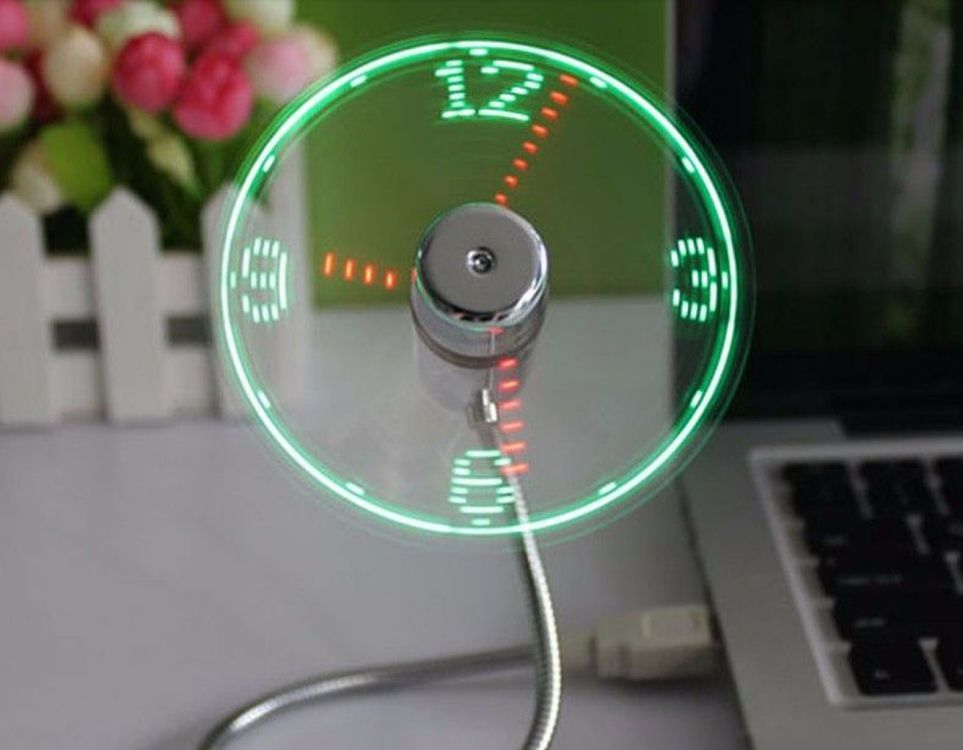 USB ventilaator LED kellaga